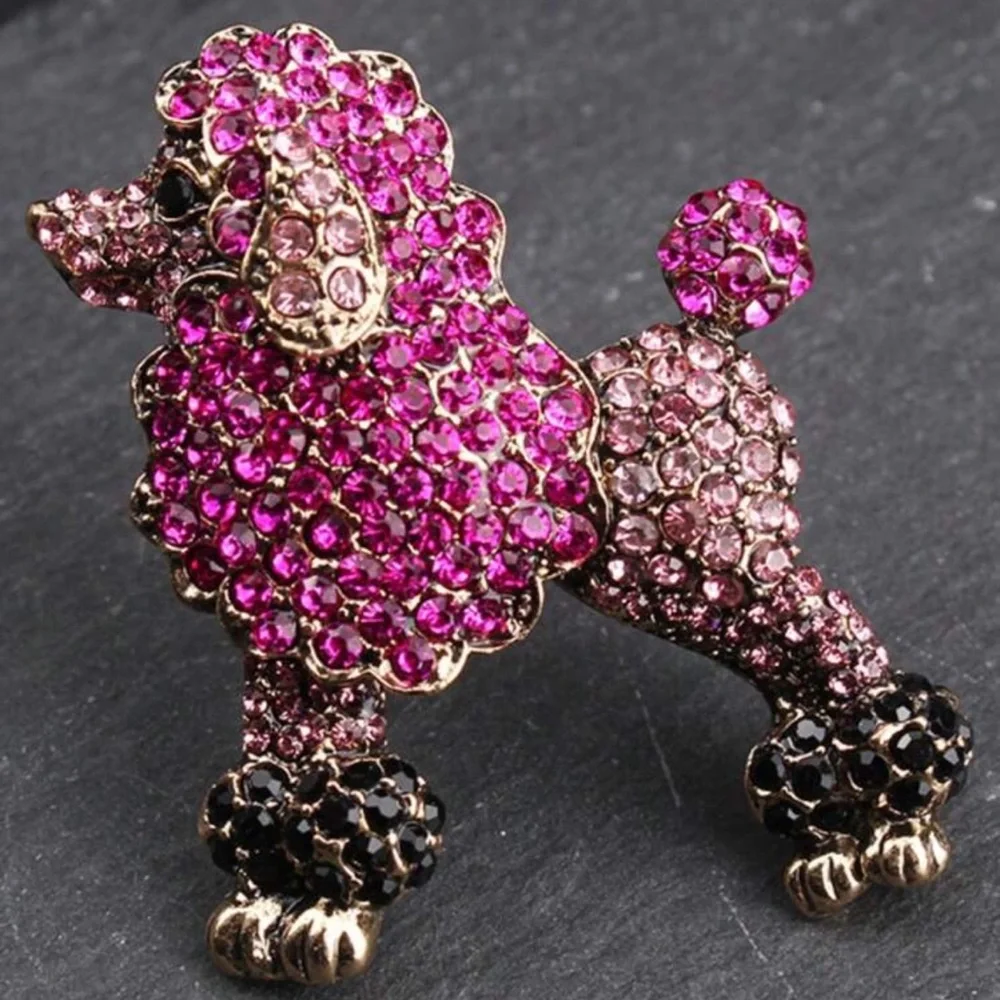 Poodle Dog Brooch, Pink Poodle Brooch, Poodle Jewelry